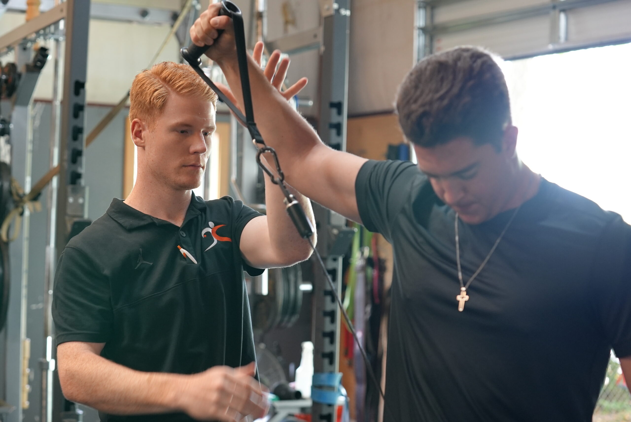 patient doing weight training